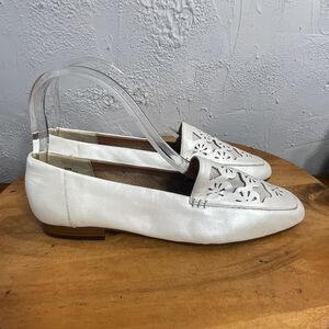 Art Effects Loafers Lain Womens 8.5M White Leather Cutout Classic Preppy Coastal